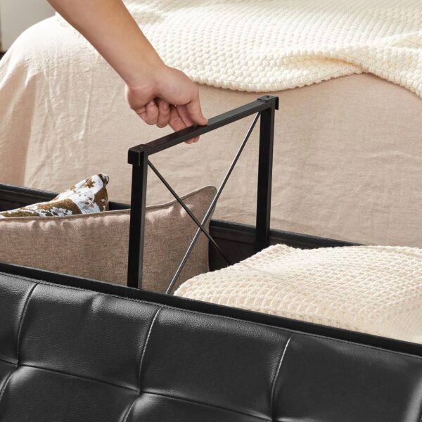 SONGMICS Taburet pliabil cu sezut moale, spatiu de depozitare 120litri, maxim 300kg, 110x38x38cm, negru - imagine 8