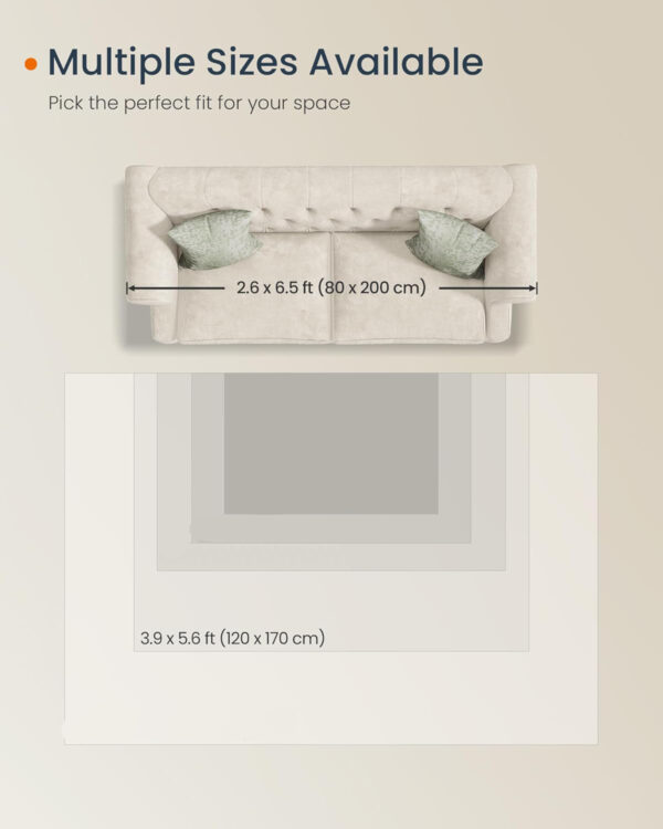 SONGMICS Covor decorativ antiderapant, stil vintage, lavabil la masina, 120×170 cm, bej cappuccino - imagine 13