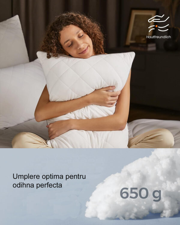 SONGMICS Perna reversibila cu 2 fete pentru iarna sau vara, 40x80 cm, umplutura 650 g, alb - imagine 2