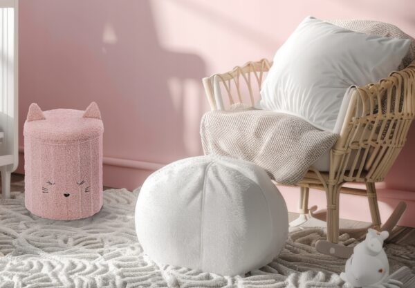 Taburet pentru copii, pliabil cu spatiu depozitare, 80kg, 28x34 cm, roz - imagine 2