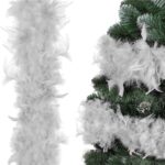 Ghirlanda pentru decor sau bradul de Craciun, model puf si pene, gri, 180cm