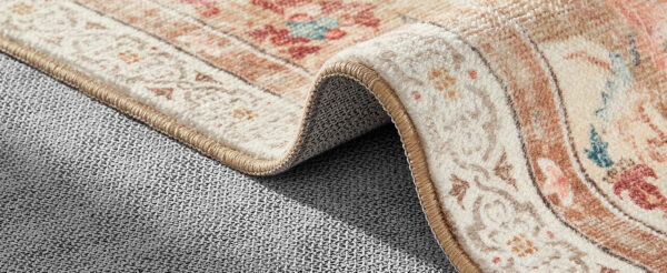 SONGMICS Covor decorativ antiderapant, stil vintage, lavabil la masina, 120×170 cm, bej cappuccino - imagine 9