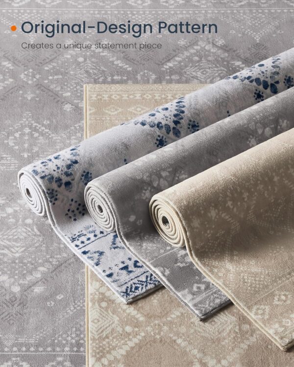 SONGMICS Covor decorativ antiderapant, stil boho, lavabil la masina, 80×150 cm, bej cappuccino - imagine 11