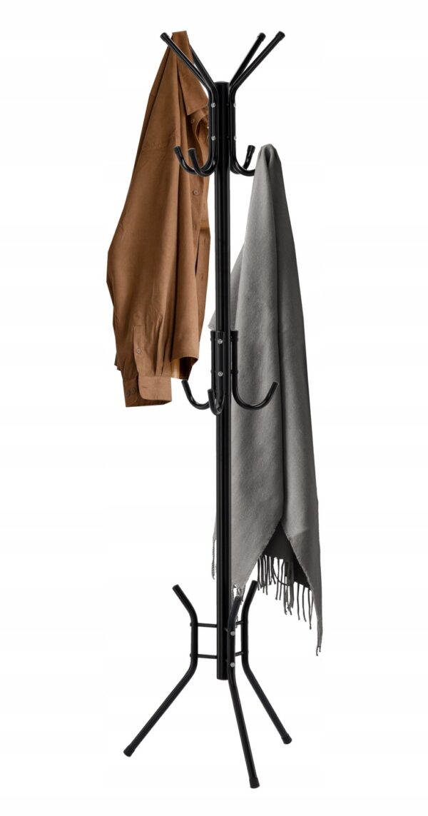 Cuier hol metalic 178 cm, 12 carlige, design minimalist, negru - imagine 3