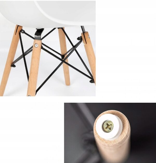 Set 4 scaune de bucatarie, design scandinav modern, sezut cu burete, alb - imagine 3