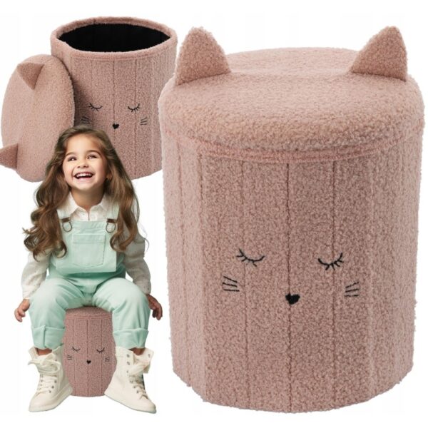 Taburet pentru copii, pliabil cu spatiu depozitare, 80kg, 28x34 cm, roz - imagine 5