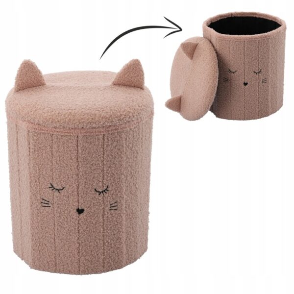 Taburet pentru copii, pliabil cu spatiu depozitare, 80kg, 28x34 cm, roz - imagine 3