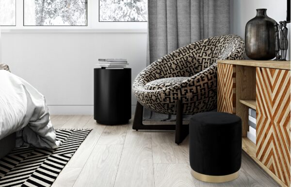 Taburet rotund, tapitat cu stofa, sarcina 100 kg, 35x40 cm, negru - imagine 3
