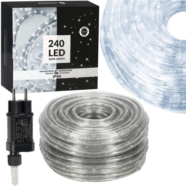 Instalatie tub furtun luminos pentru Craciun, 240 LED-uri, 10 m, pentru exterior, alb rece - imagine 5