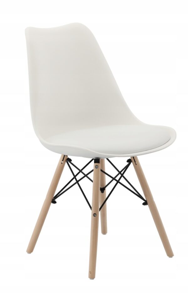 Set 4 scaune de bucatarie, design scandinav modern, sezut cu burete, alb - imagine 4