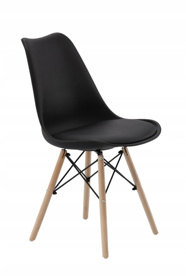 Set 4 scaune de bucatarie, design scandinav modern, sezut cu burete, negru - imagine 3