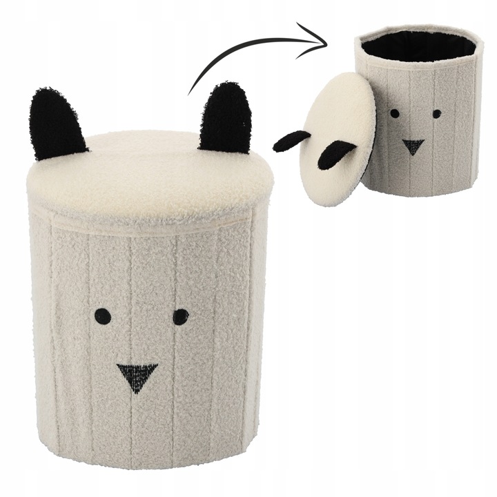 Taburet pentru copii, pliabil cu spatiu depozitare, 80kg, 28×34 cm, bej - imagine 5