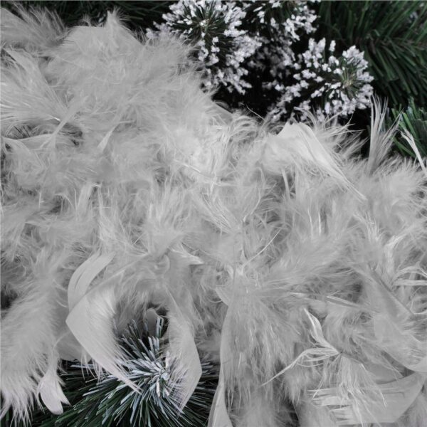 Ghirlanda pentru decor sau bradul de Craciun, model puf si pene, gri, 180cm - imagine 4