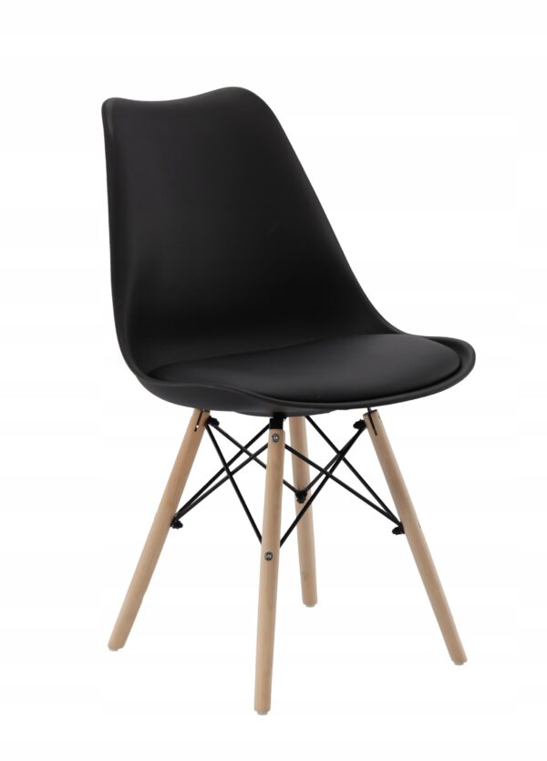Set 4 scaune de bucatarie, design scandinav modern, sezut cu burete, negru - imagine 6