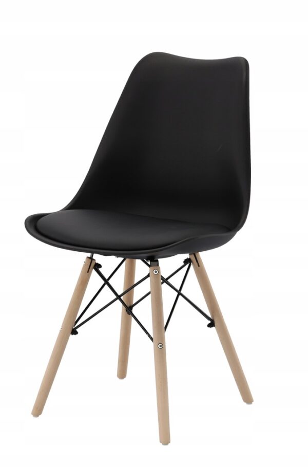 Set 4 scaune de bucatarie, design scandinav modern, sezut cu burete, negru - imagine 5