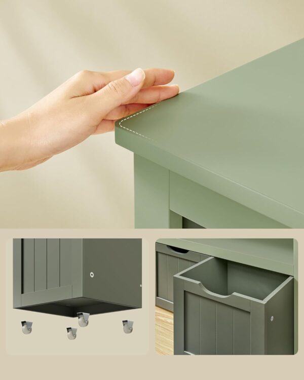 VASAGLE Dulap depozitare jucarii, din MDF, cu 3 compartimente detasabile pe roti,  30x102x60 cm, verde - imagine 5