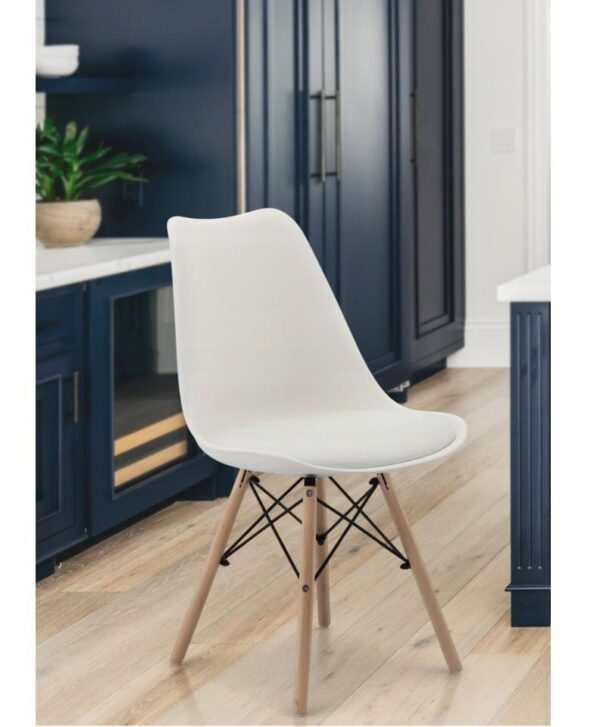 Set 4 scaune de bucatarie, design scandinav modern, sezut cu burete, alb - imagine 2