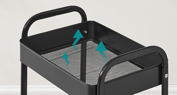 SONGMICS Raft de depozitare mobil tip carucior rulant, pentru baie sau bucatarie, cadru otel cu blat MDF, 31x44x74 cm, negru - imagine 8