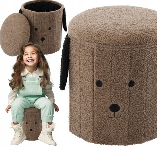 Taburet pentru copii, pliabil cu spatiu depozitare, 80kg, 28×34 cm, maro - imagine 8