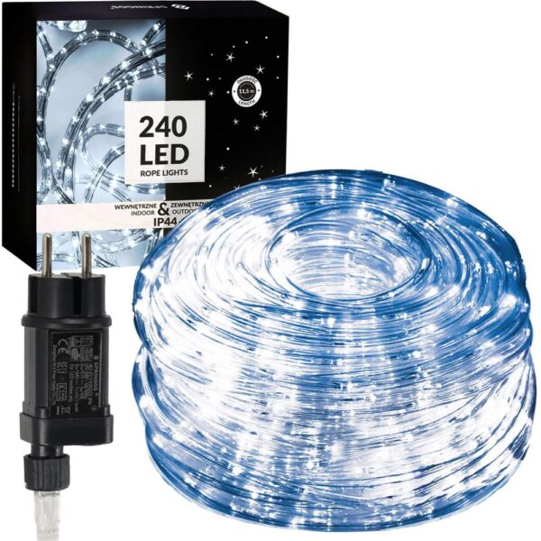 Instalatie tub furtun luminos pentru Craciun, 240 LED-uri, 10 m, pentru exterior, alb rece - imagine 10