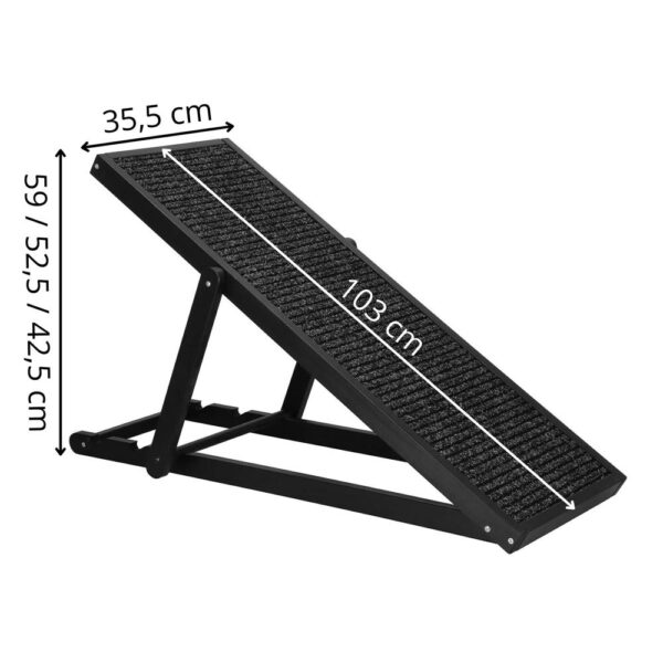 Rampa pentru caini si pisci cu 3 nivele de reglare 42-59cm, antiderapanta, lungime 103cm, negru - imagine 8