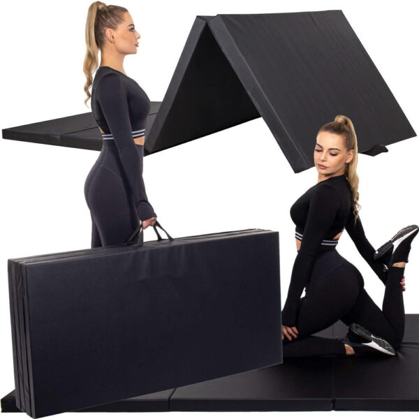 Saltea fitness groasa, dimensiune XXL, pentru antrenamente gimnastica, 240x120x5 cm, negru - imagine 12