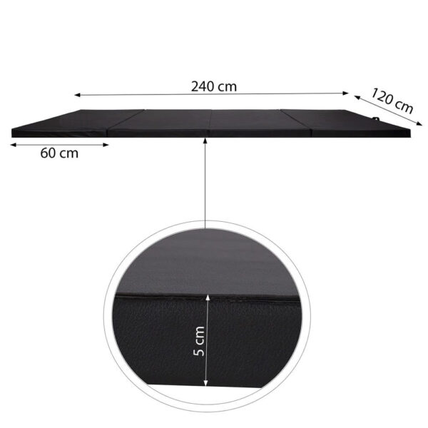 Saltea fitness groasa, dimensiune XXL, pentru antrenamente gimnastica, 240x120x5 cm, negru - imagine 14