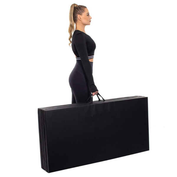 Saltea fitness groasa, dimensiune XXL, pentru antrenamente gimnastica, 240x120x5 cm, negru - imagine 15