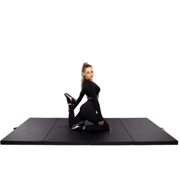 Saltea fitness groasa, dimensiune XXL, pentru antrenamente gimnastica, 240x120x5 cm, negru - imagine 16