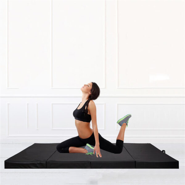 Saltea fitness groasa, dimensiune XXL, pentru antrenamente gimnastica, 240x120x5 cm, negru - imagine 8