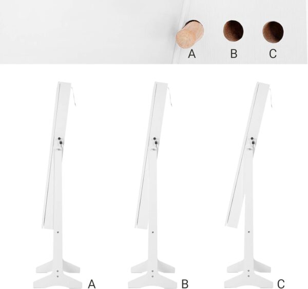 SONGMICS Oglinda de podea cu suport, din MDF, spatiu de depozitare, 41x37x152 cm, alb - imagine 11