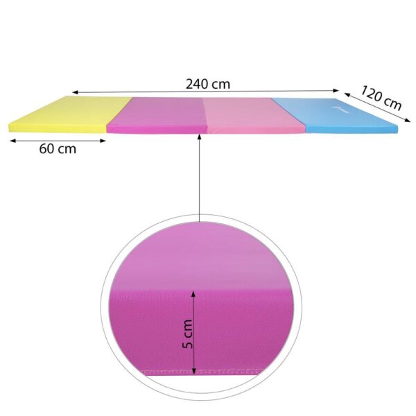 Saltea fitness groasa, dimensiune XXL, pentru antrenamente gimnastica, 240x120x5 cm, multicolor - imagine 13