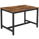 VASAGLE Masa de bucatarie pentru 4 persoane, cadru metalic, stil industrial, 120x75x75 cm, maro rustic