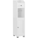 VASAGLE Dulap mic de depozitare pentru baie, din MDF, cu suport pentru hartie igienica, 20x18x77 cm, alb