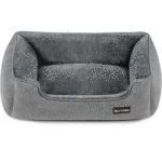 FEANDREA Pat pentru caini, cu margini groase ridicate, antiderapant, husa detasabila, marime M, 70x55x21 cm, gri