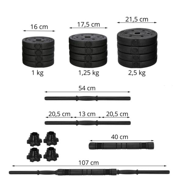 Set de greutati multifunctionale transformabil in gantere, kettlebell, haltera, total 19 kg - imagine 29