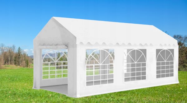 Pavilion de gradina profesional, cu cadru otel 38 mm, acoperis impermeabil 450g/m2, 6x3x2,8 m, alb - imagine 2