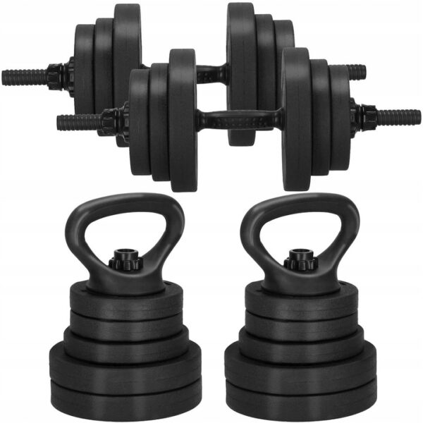 Set de greutati multifunctionale transformabil in gantere, kettlebell, haltera, total 40 kg - imagine 11