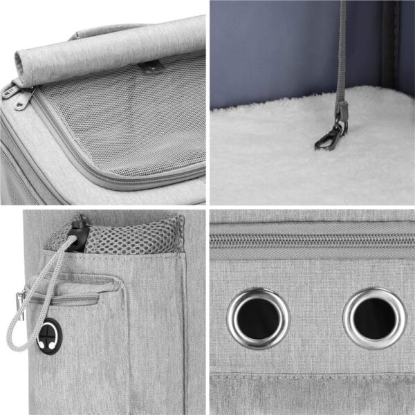 Carucior tip troller pentru transport animale, dublu cu 2 compartimente separate, maxim 22 kg, 55x34x26 cm, gri - imagine 14
