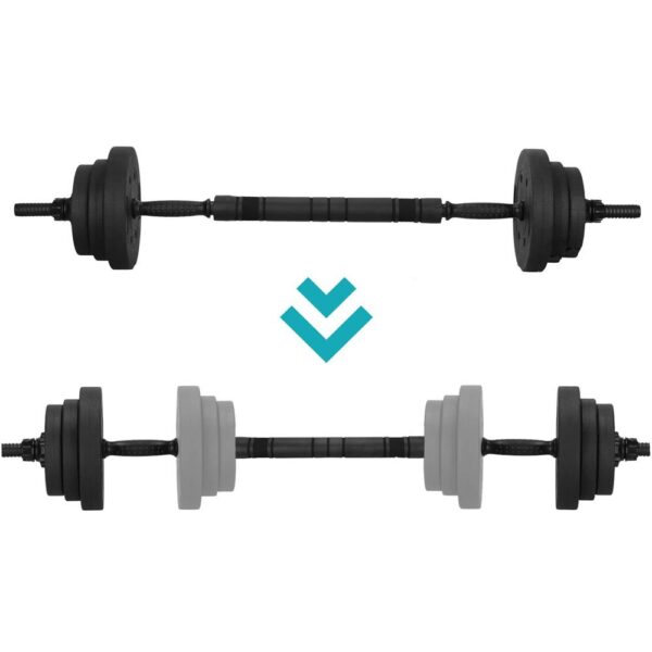 Set de greutati multifunctionale transformabil in gantere, kettlebell, haltera, total 19 kg - imagine 21