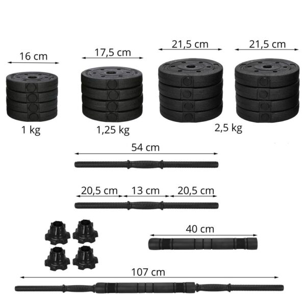 Set de greutati multifunctionale transformabil in gantere, kettlebell, haltera, total 29 kg - imagine 22