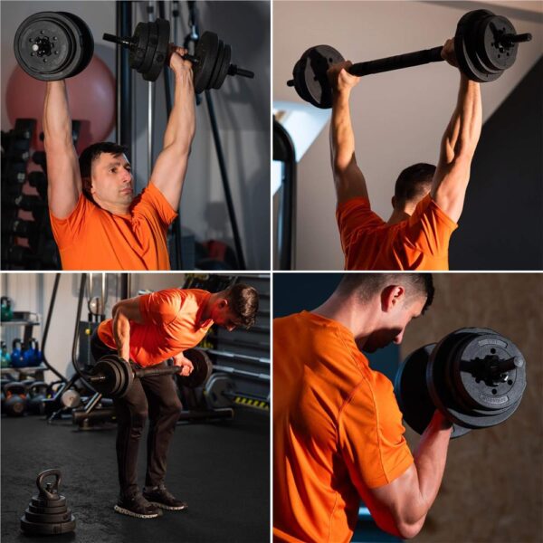 Set de greutati multifunctionale transformabil in gantere, kettlebell, haltera, total 19 kg - imagine 23