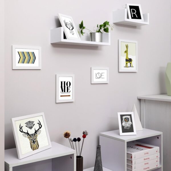SONGMICS set rame foto 10 buc, 28x24 / 21x16 / 18x13 cm, alb, montaj perete sau birou, MDF si plastic - imagine 3