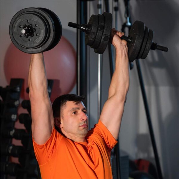 Set de greutati multifunctionale transformabil in gantere, kettlebell, haltera, total 19 kg - imagine 27