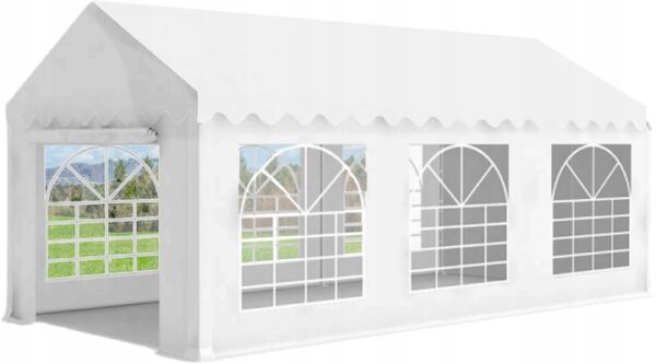 Pavilion de gradina profesional, cu cadru otel 38 mm, acoperis impermeabil 450g/m2, 6x3x2,8 m, alb - imagine 3