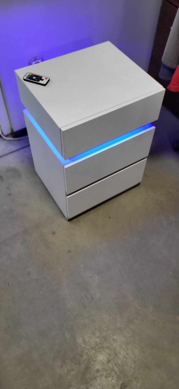 RESIGILAT: VASAGLE Noptiera din MDF cu iluminare LED, culori si intensitate reglabile, 35x40x55 cm, alb - imagine 3