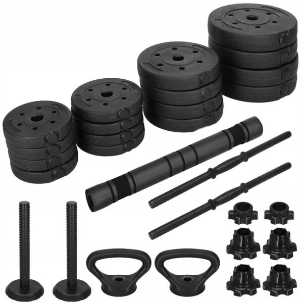 Set de greutati multifunctionale transformabil in gantere, kettlebell, haltera, total 40 kg - imagine 4