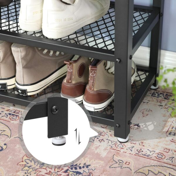VASAGLE Raft pentru pantofi cu 2 polite, 73x30x45cm, otel, stil industrial, gri stejar si negru - imagine 6