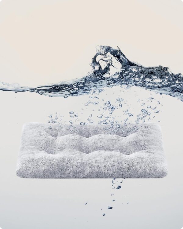 FEANDREA Pat pufos pentru caini de dimensiune mare, captuseala moale cu fir lung, lavabil la masina, 122x74 cm, gri deschis - imagine 8