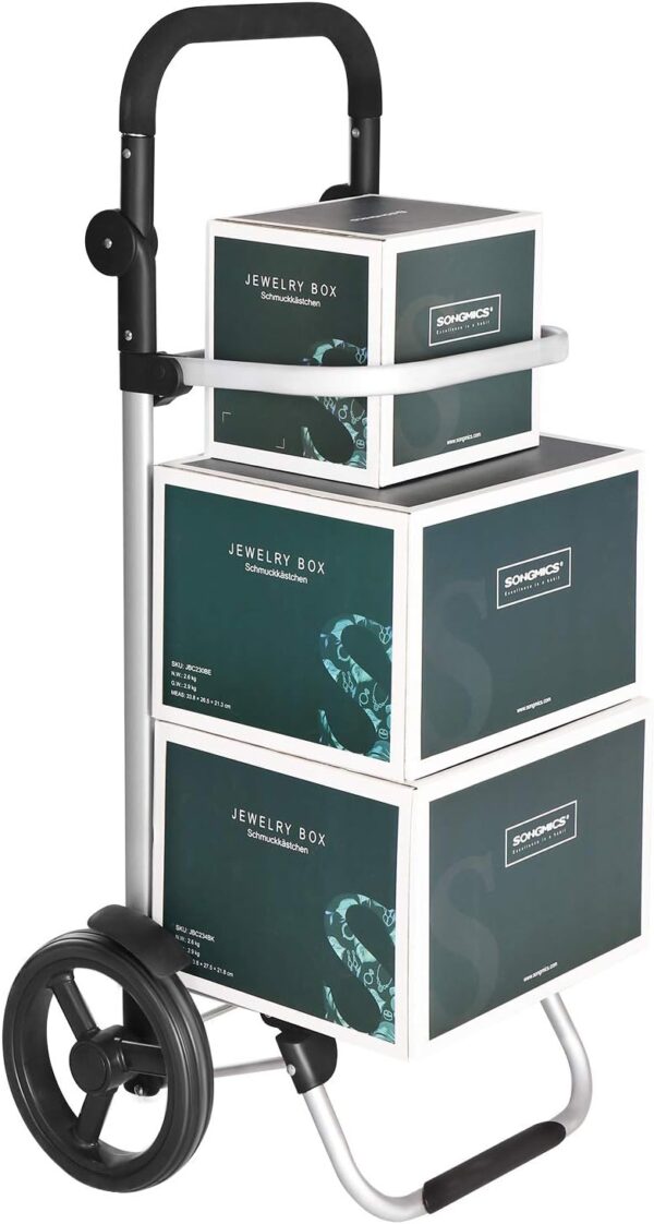 SONGMICS Carucior de cumparaturi piata, pliabil, compartiment frigorific, multifunctional, 44x35x100 cm, negru - imagine 7